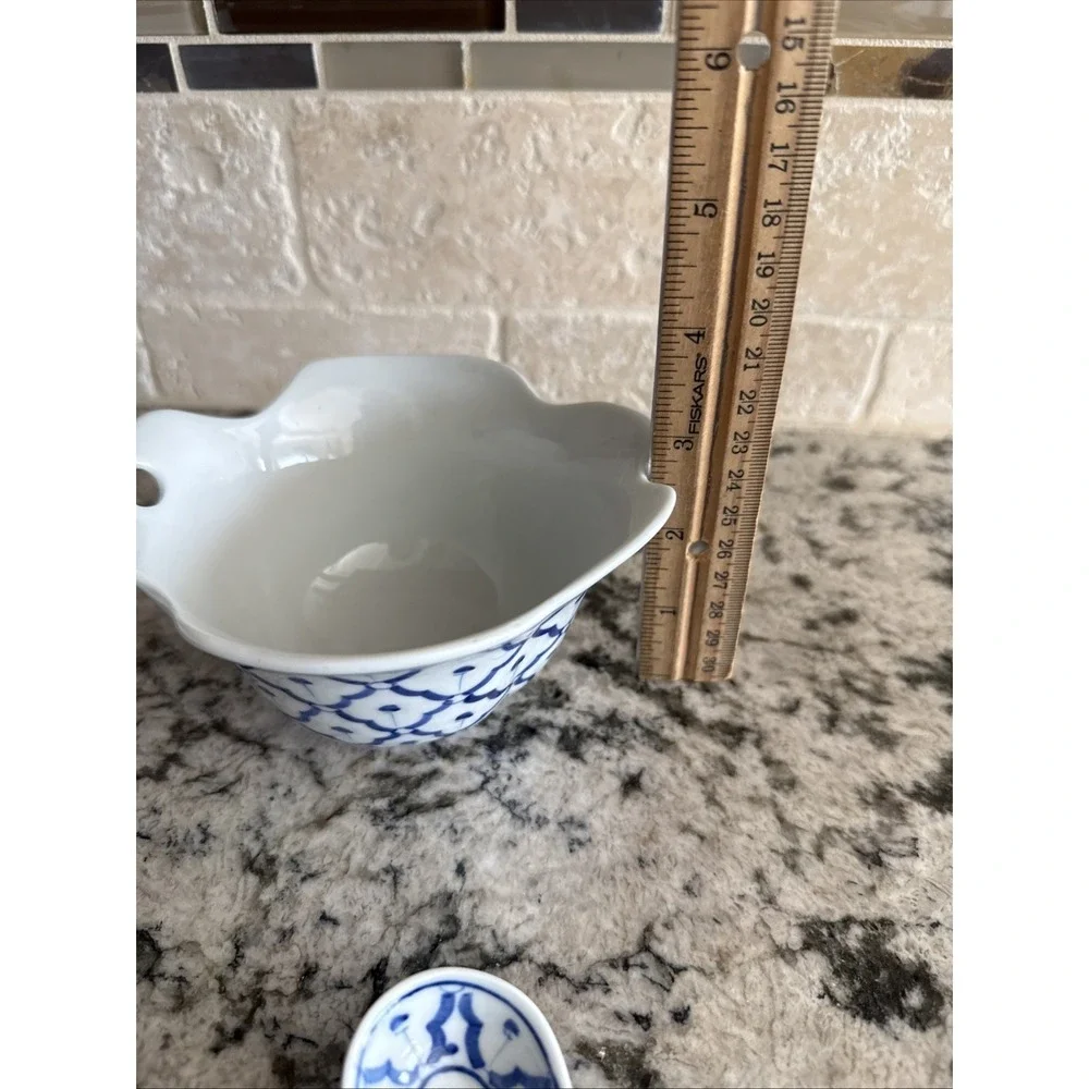 Unique Blue And White Sugar/Creamer Set With Duck Shaped Spoon